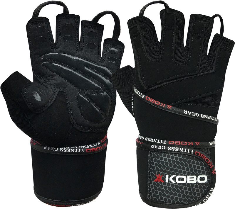 Buy Kobo Exercise Leather Weight Lifting Grippy Hand Protector Padded With Wrist Support Gym Fitness Gloves Black Online at desertcartZimbabwe