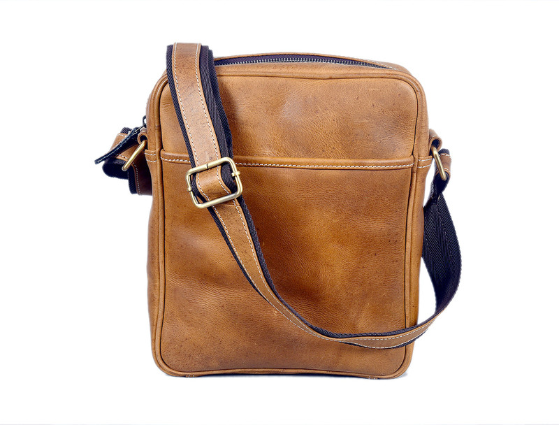 leather castle Leather Cross Body Bag Tan Messenger Bag