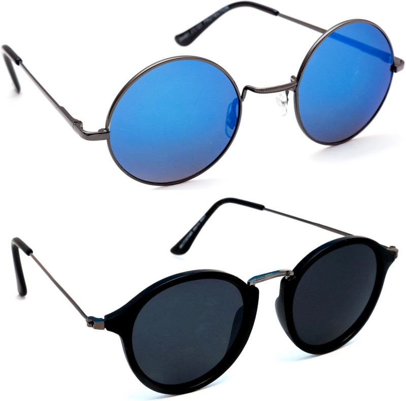 TheWhoop Round Sunglasses(Blue, Black)