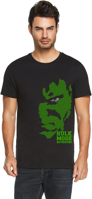 indiroots Printed Men Round Neck Black T-Shirt