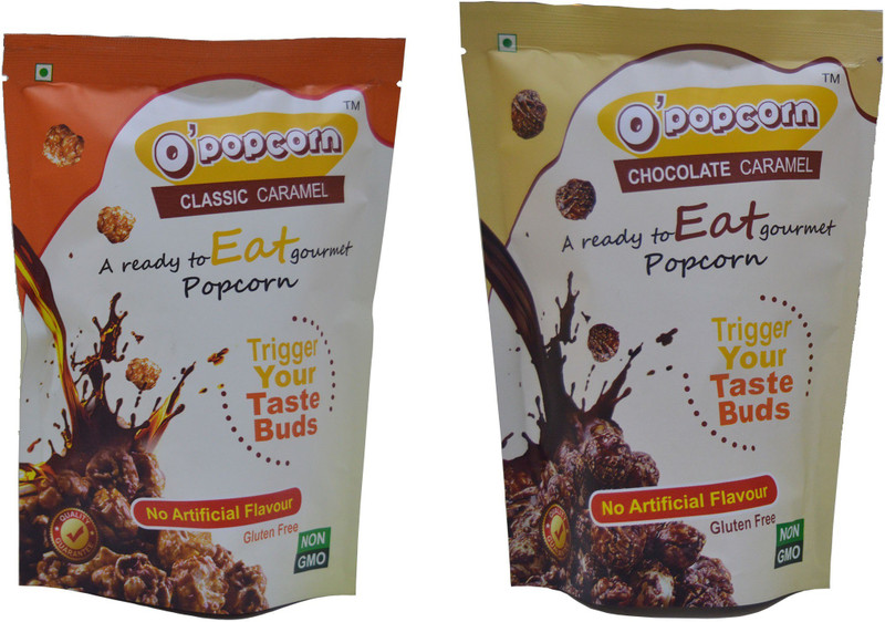 O'popcorn Chocolate Caramel + Classic Caramel Combo Chocolate Caramel Popcorn(0.08 g, Pack of 2)