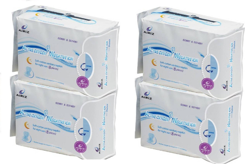 airiz Active oxygen & Negative ion (32 Pieces) Sanitary Pad(Pack of 4)