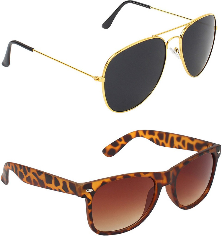 Abner Aviator, Wayfarer Sunglasses(Black, Brown) Abner Aviator, Wayfarer Sunglasses(Black, Brown)