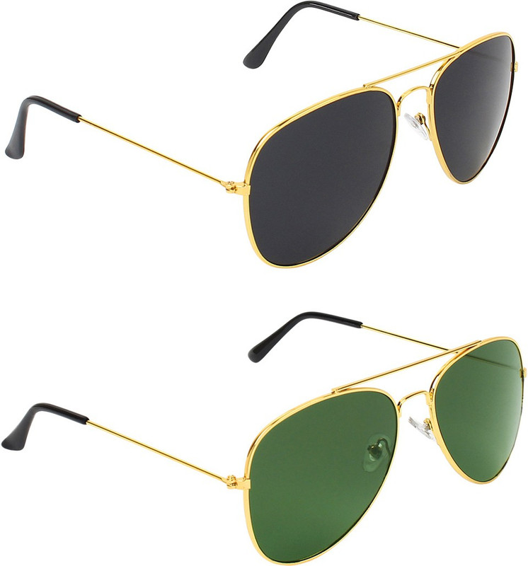 Abner Aviator, Aviator Sunglasses(Black, Green) Abner Aviator, Aviator Sunglasses(Black, Green)