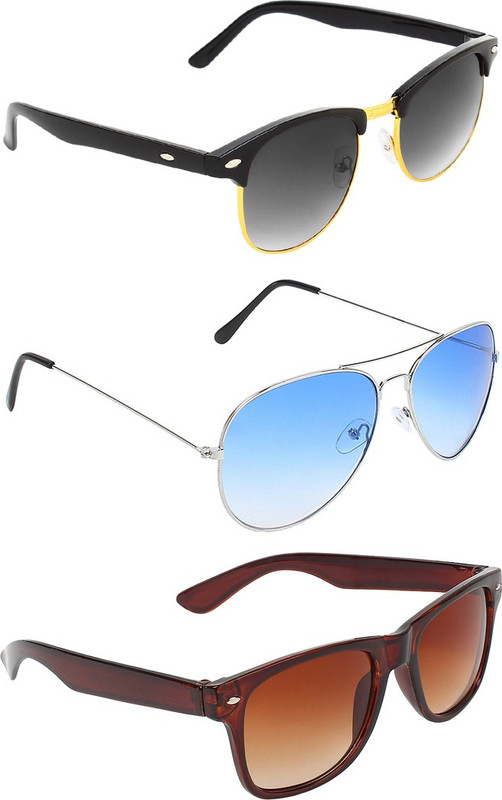 Abner Clubmaster, Aviator, Wayfarer Sunglasses(Black, Blue, Brown) Abner Clubmaster, Aviator, Wayfarer Sunglasses(Black, Blue, Brown)