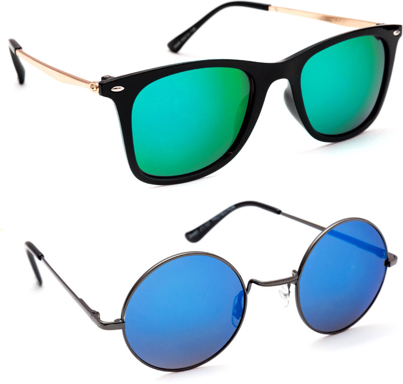 TheWhoop Round Sunglasses(Green, Blue)