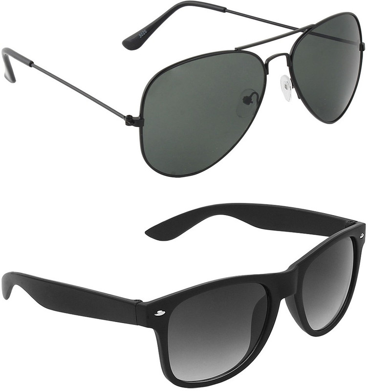 Abner Aviator, Wayfarer Sunglasses(Black, Black) Abner Aviator, Wayfarer Sunglasses(Black, Black)