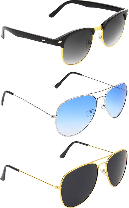 Abner Clubmaster, Aviator, Aviator Sunglasses(Black, Blue, Black) Abner Clubmaster, Aviator, Aviator Sunglasses(Black, Blue, Black)