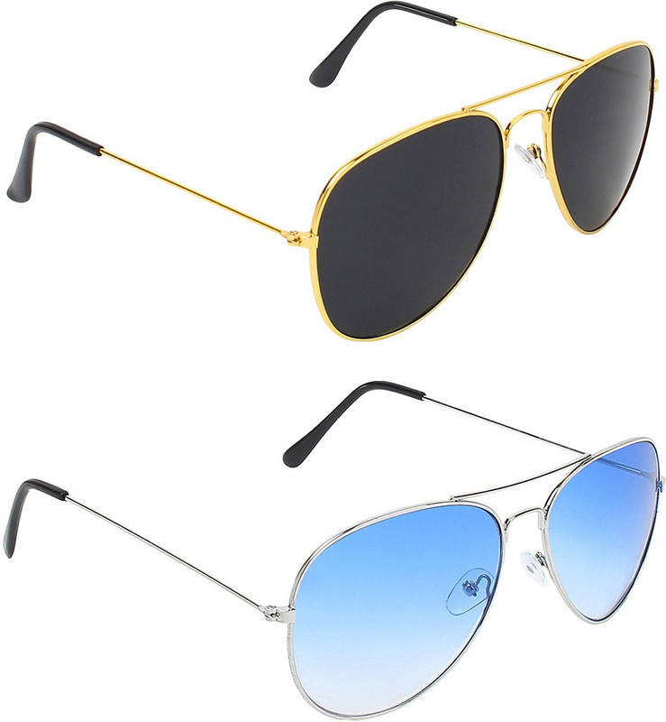 Abner Aviator, Aviator Sunglasses(Black, Blue) Abner Aviator, Aviator Sunglasses(Black, Blue)