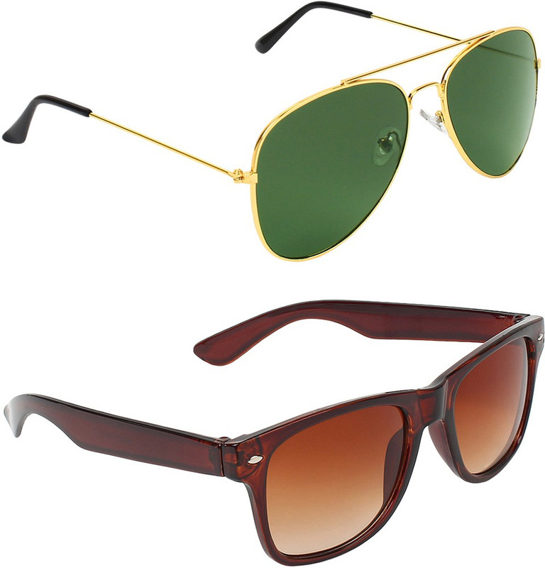 Abner Aviator, Wayfarer Sunglasses(Green, Brown) Abner Aviator, Wayfarer Sunglasses(Green, Brown)