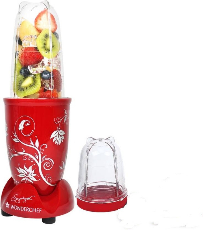 Wonderchef New Nutriblend red with free servin glass 400 W Juicer Mixer Grinder(Red, 2 Jars)