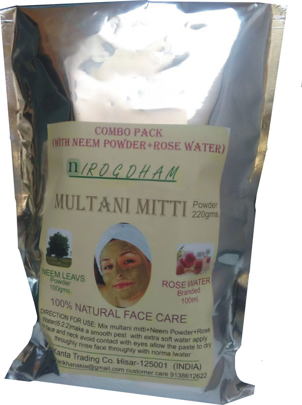 nirogdham COMBO PACK OF MULTANI MITTI POWDER,NEEM LEAVES POWDER, ROSE WATER BRANDED(420 g)