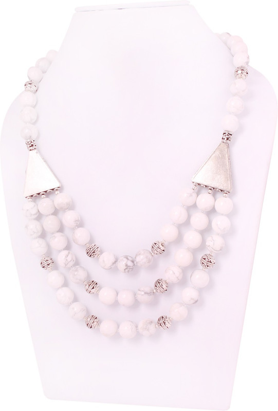 acclare Howlite Semi Precious White Turquoise Stone Necklace