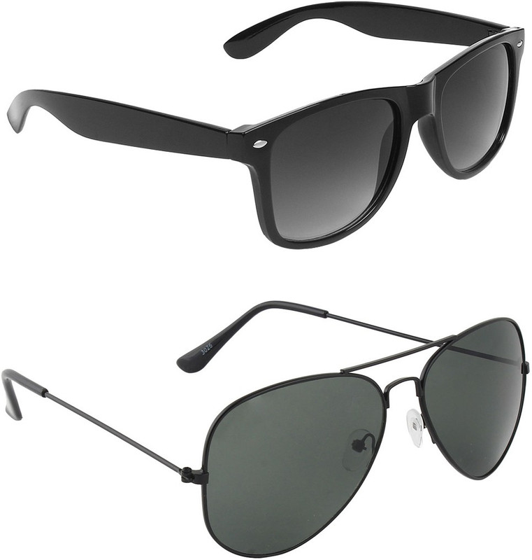 Abner Wayfarer, Aviator Sunglasses(Black, Black) Abner Wayfarer, Aviator Sunglasses(Black, Black)