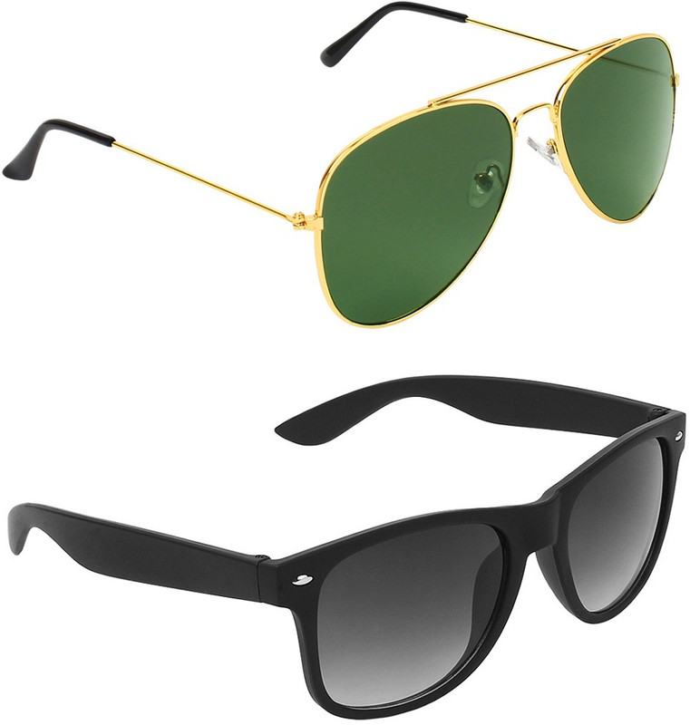 Abner Aviator, Wayfarer Sunglasses(Green, Black) Abner Aviator, Wayfarer Sunglasses(Green, Black)