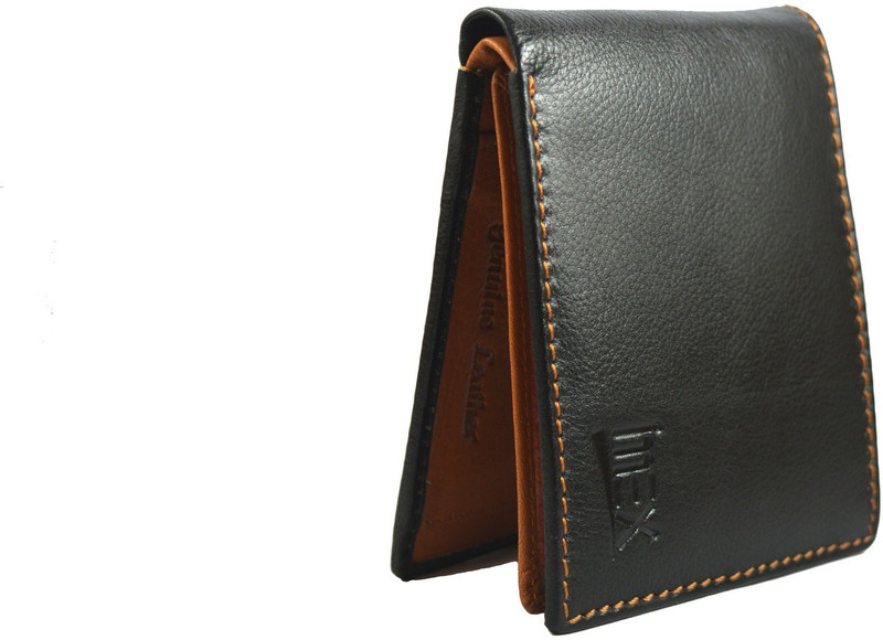 imex international Men Black Genuine Leather Wallet(10 Card Slots)
