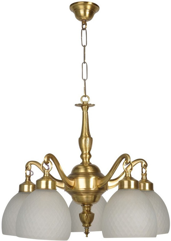 fos lighting Fos Lighting Classic Downward Frosted Diamond Glass 5 Light Brass Chandelier Chandelier Ceiling Lamp