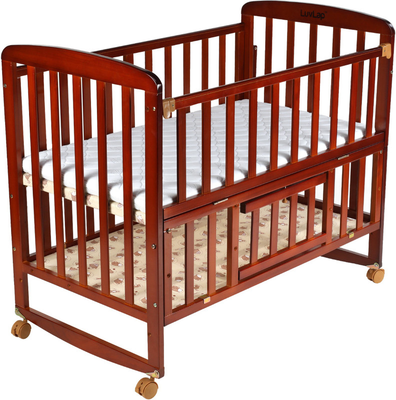 LuvLap Baby Wooden Cot(Cherry Red)