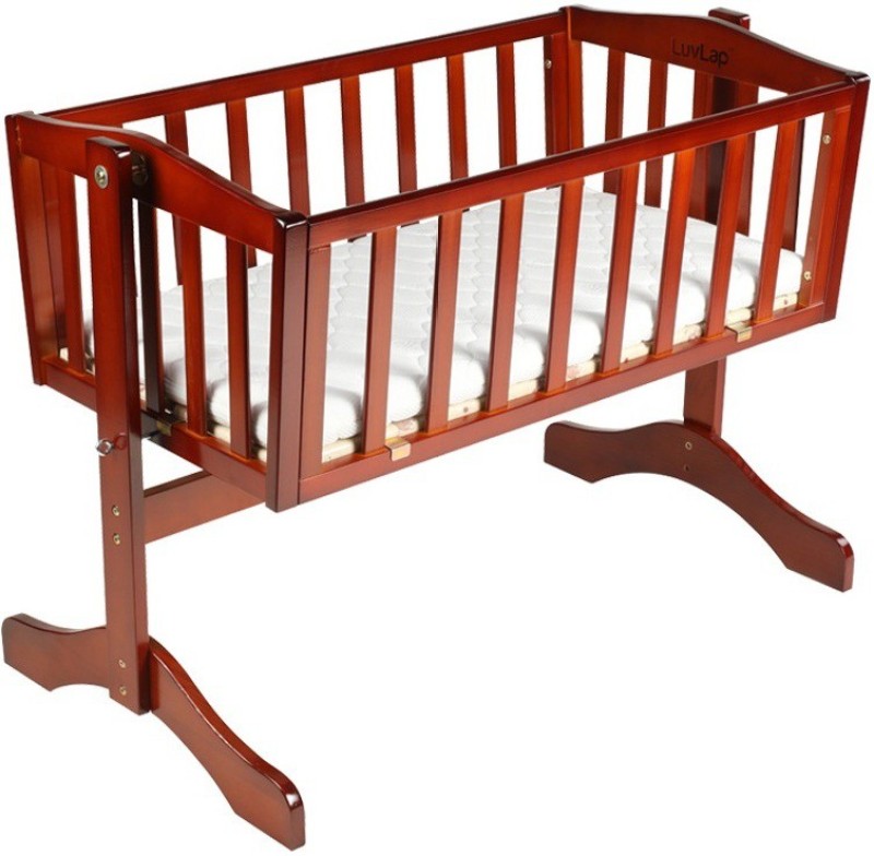 LuvLap Baby Wooden Cot Bassinet(Cherry Red)