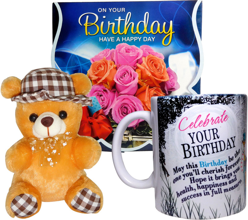 Siddhi Gifts birthday gifts for girlfriends - Birthday Greeting Card, Soft Hat Teddy With Coffee Mug(Set of 1)