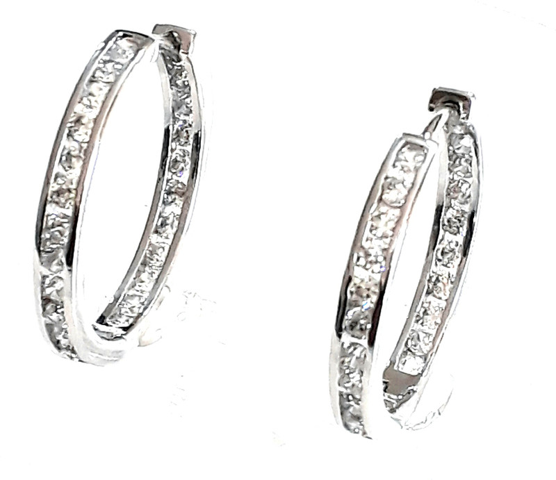 sparkle jewels AAA cubic zirconia hoop earrings for women and girls Cubic Zirconia Copper Hoop Earring