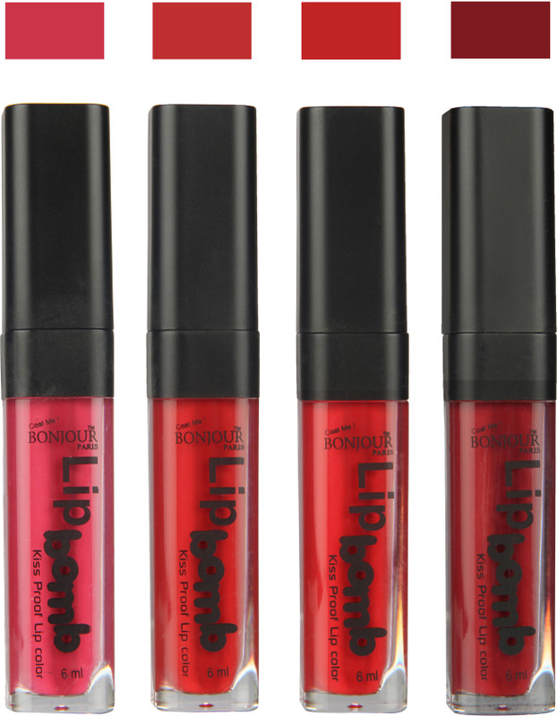 BONJOUR PARIS Matte Lipstick(Hot Pink-Red-Dark Red-Mauve, 24 ml) BONJOUR PARIS Matte Lipstick(Hot Pink-Red-Dark Red-Mauve, 24 ml)