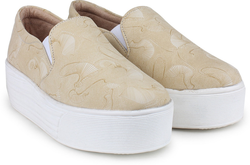 STEEMO Slip On Sneakers For Women(Beige)