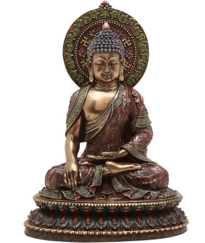 shivika enterprises Bhumisparsha Buddha Pose Amitabha Enlightenone Holi/Valentines Day Gift/Home Decorative Showpiece  -  28 cm(Polyresin, Multicolor)