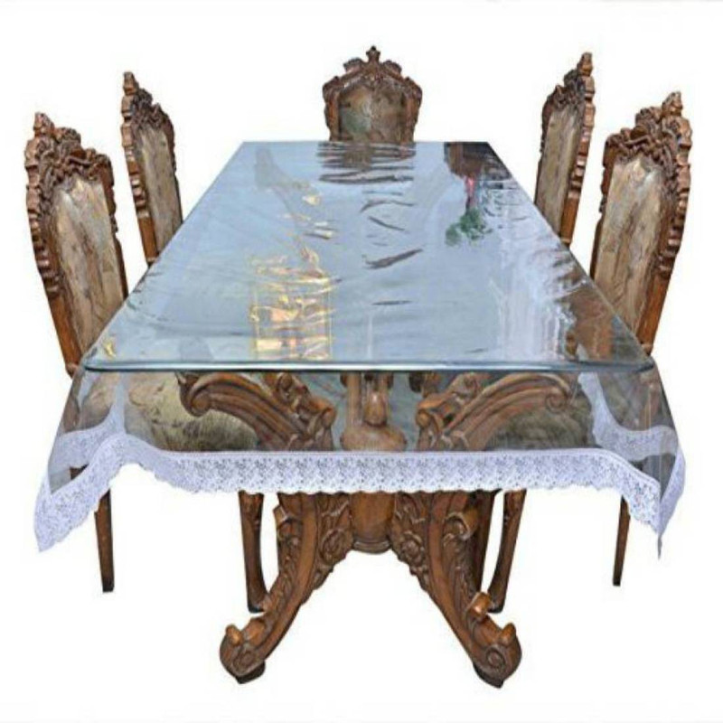 khushi creation Solid 6 Seater Table Cover(transparent, PVC (Polyvinyl Chloride))