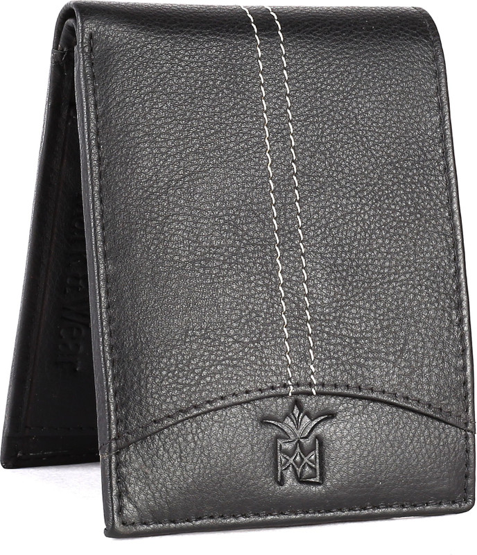 Mark & Wear Men Black Genuine Leather Wallet(4 Card Slots)