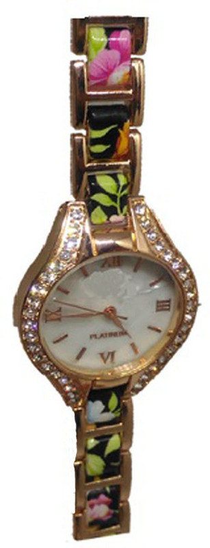styledose Geneva Black floral flower watch for womens floral Analog Watch  - For Women