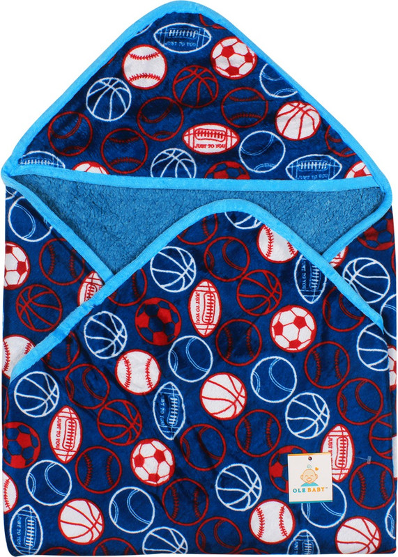 Ole Baby Printed Single Hooded Baby Blanket(Polyester, Blue) Ole Baby Printed Single Hooded Baby Blanket(Polyester, Blue)
