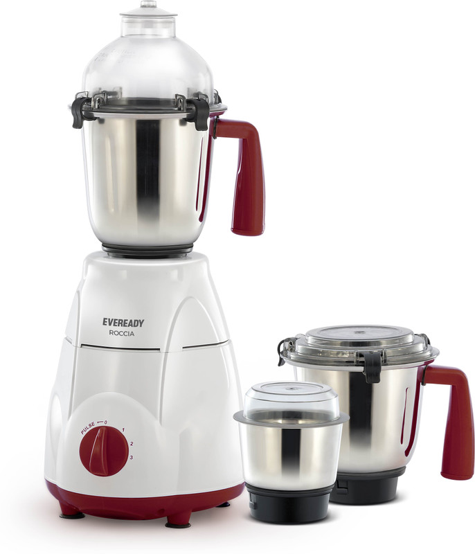Eveready JX4 Roccia 750 W Mixer Grinder(White, 3 Jars)