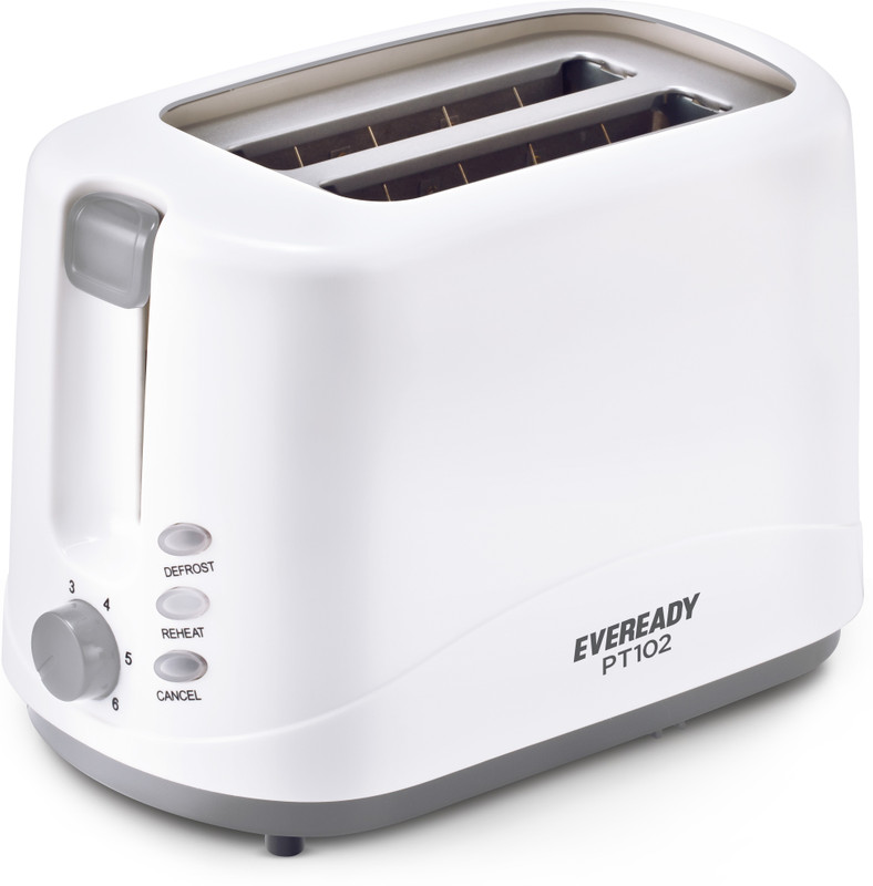Eveready PT102 750 W Pop Up Toaster(White ,Grey)