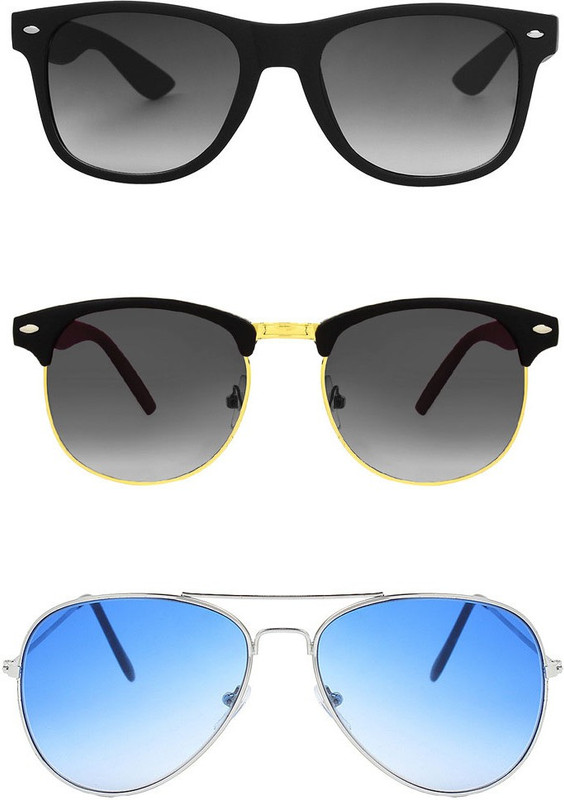 Abner Wayfarer, Clubmaster, Aviator Sunglasses(Black, Black, Blue) Abner Wayfarer, Clubmaster, Aviator Sunglasses(Black, Black, Blue)