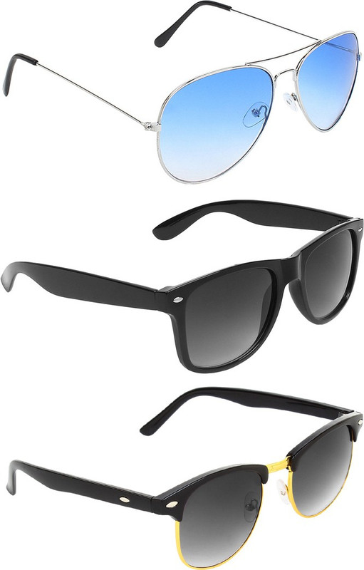 Abner Aviator, Wayfarer, Clubmaster Sunglasses(Blue, Black, Black) Abner Aviator, Wayfarer, Clubmaster Sunglasses(Blue, Black, Black)