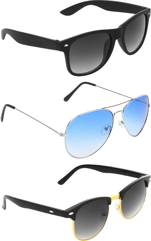 Abner Wayfarer, Aviator, Clubmaster Sunglasses(Black, Blue, Black) Abner Wayfarer, Aviator, Clubmaster Sunglasses(Black, Blue, Black)
