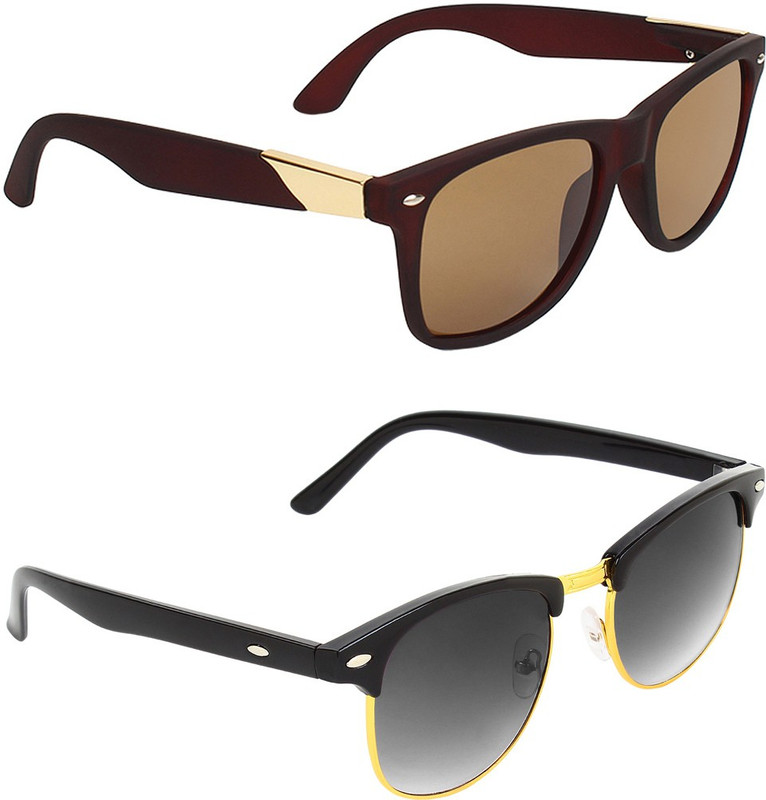 Abner Wayfarer, Clubmaster Sunglasses(Brown, Black) Abner Wayfarer, Clubmaster Sunglasses(Brown, Black)