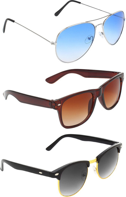 Abner Aviator, Wayfarer, Clubmaster Sunglasses(Blue, Brown, Black) Abner Aviator, Wayfarer, Clubmaster Sunglasses(Blue, Brown, Black)