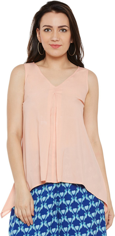 fabnest Casual Sleeveless Solid Women Pink Top