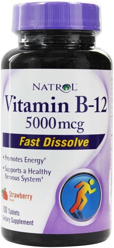 Natrol Vitamin B-12 Fast Dissolve Strawberry 5000 mcg - 100 Nos(100 No)