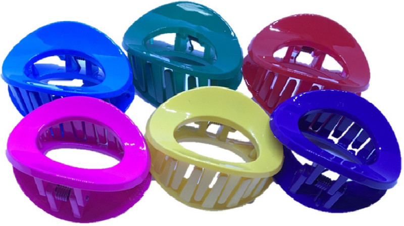 M K Designs Oval Set of 6 Hair Clutcher Hair Clip(Multicolor)