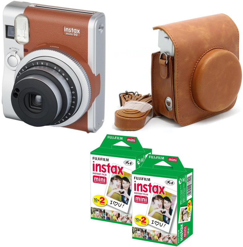 Fujifilm Mini 90 Brown with Brown case & 40 Shots Instant Camera(Black)