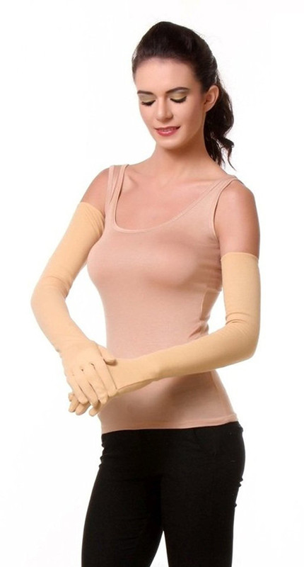 bloomun Cotton Arm Sleeve For Men & Women(Free, Beige)