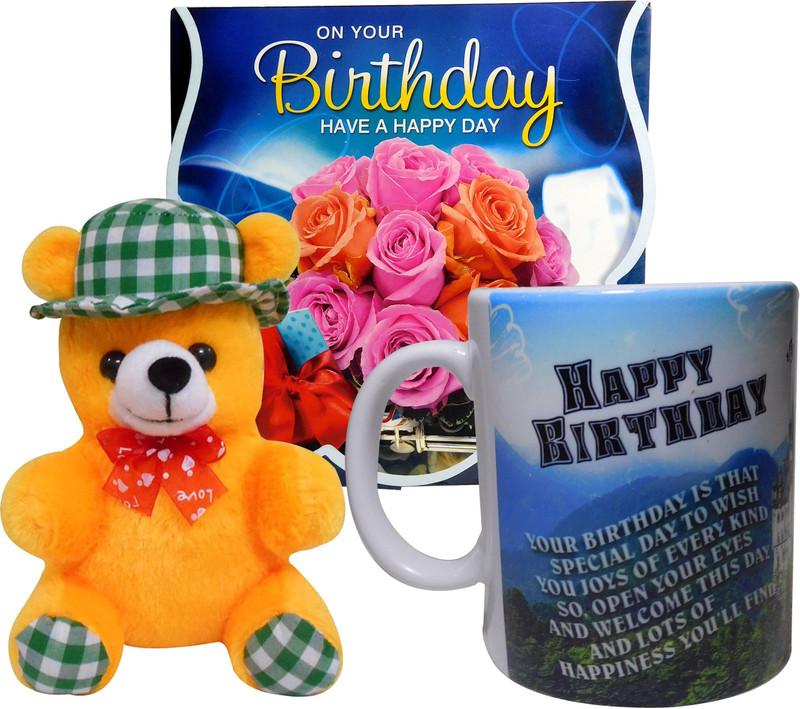 Siddhi Gifts birthday gifts for girls combo - Birthday Greeting Card, Soft Hat Teddy With Coffee Mug