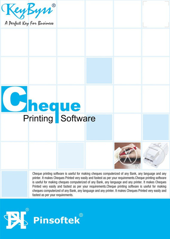 Pinsoftek Cheque Printing Software - Single User