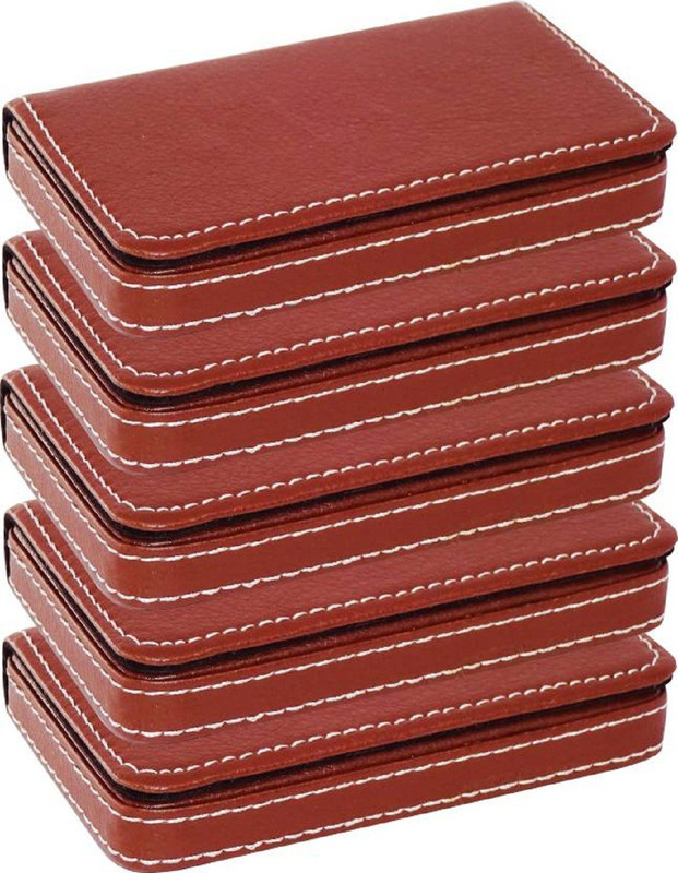 Sadarbazaarsales.Com |Premium Quality| Handcrafted |Combo of 5| Brown_Soft Leather Professional ID, Visiting, Debit/Credit, Official ID Holder Cum Mini Wallet 15 Card Holder(Set of 5, Brown)