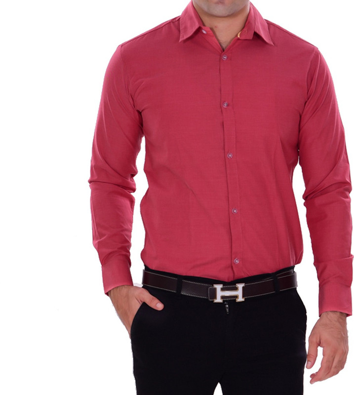 the rich clothing Men Solid Casual Red Shirt