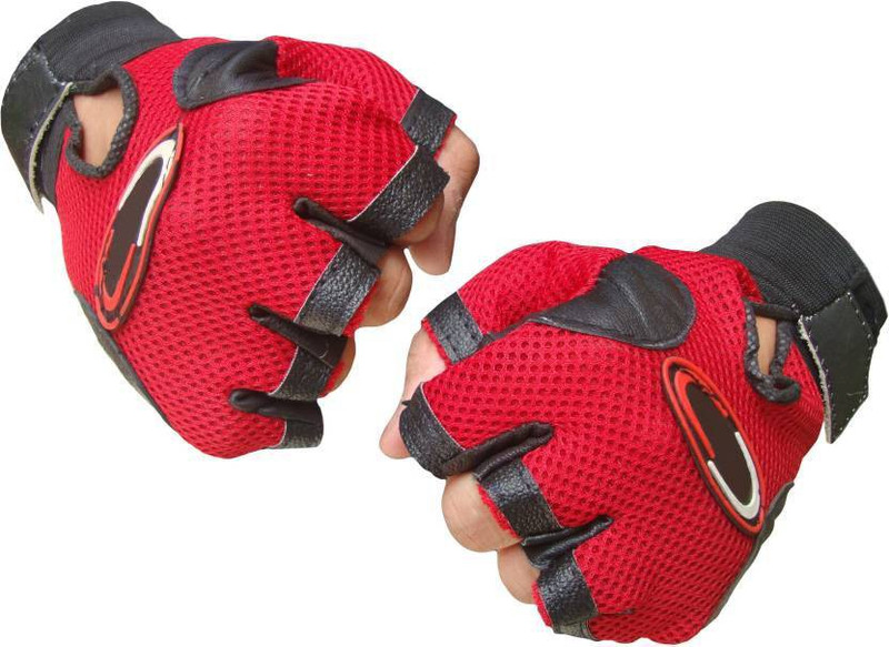 Sports 101 Power Leather Gym & Fitness Gloves (Free Size, Red)
