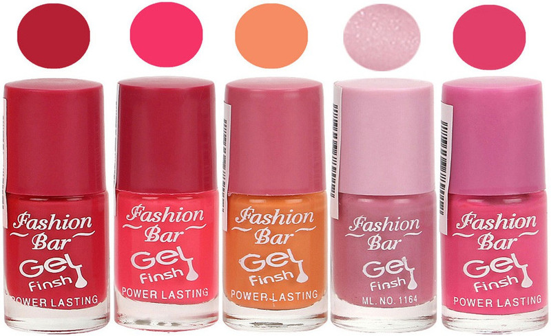 Fashion Bar Gel Finish Exclusive Nail Polish Combo Set Red, Pink, Purple, Pink(30 ml, Pack of 5)